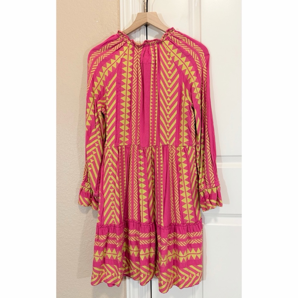 Anthropologie Maeve Dominique Tunic Dress pink yellow Geometric Boho Silhouette - Picture 10 of 15